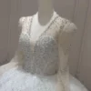 Opulent Long Sleeve Wedding Dress with Shimmering Tulle