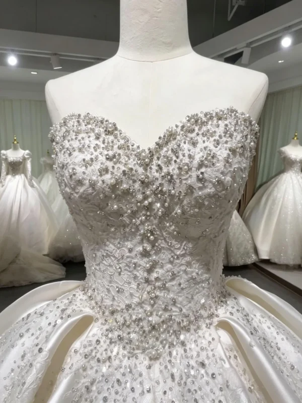 Opulent Sweetheart Beaded Satin Bridal Gown