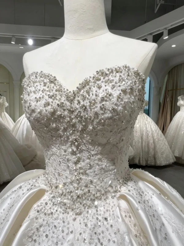 Opulent Sweetheart Beaded Satin Bridal Gown