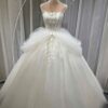 Tulle Ball Gown Wedding Dress- Strapless Bow Bridal Gown