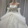 Tulle Ball Gown Wedding Dress- Strapless Bow Bridal Gown