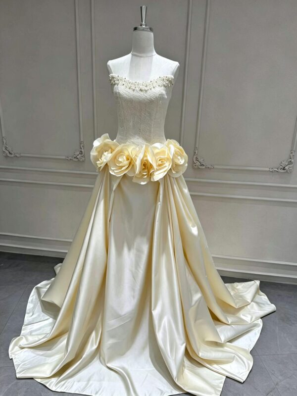 Champagne Dropped Waist Bridal Gown