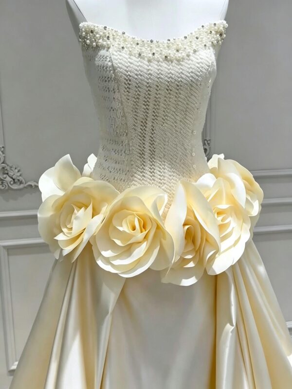 Champagne Dropped Waist Bridal Gown