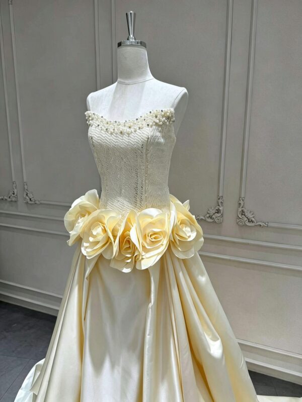 Champagne Dropped Waist Bridal Gown