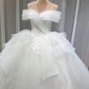 Off-the-Shoulder Tulle Ball Gown Wedding Dress