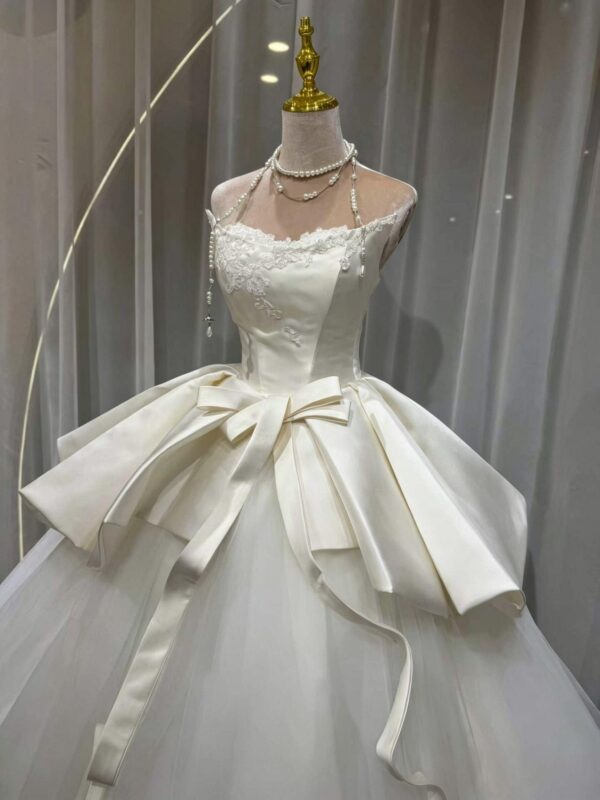 Luxury Satin and Tulle Ball Gown Wedding Dress