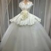 Couture Pleated Peplum Ball Gown in Clean Ethereal Tulle