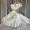 Couture Pleated Peplum Ball Gown in Clean Ethereal Tulle