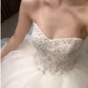 Luxury Ruffled Tulle Ball Gown Wedding Dress - Strapless Sweetheart Lace Bridal Gown