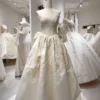 Strapless Satin Wedding Dress with Lace