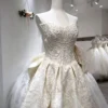 Strapless Satin Wedding Dress with Lace