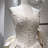 Strapless Satin Wedding Dress with Lace