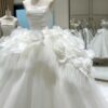 3D Floral Waist Tulle Ball Gown Strapless Wedding Dress