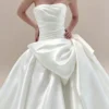 Strapless Asymmetric Satin Gown - Minimalist Bridal
