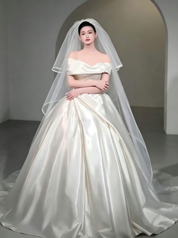 Luxury Clean Satin Ball Gown - Classic Elegance Wedding Dress