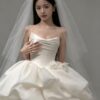Strapless Cascading Draped Wedding Dress
