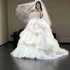 Strapless Cascading Draped Wedding Dress