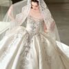 Luxury Heavy Beaded Royal Satin Ball Gown