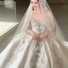 Luxury Heavy Beaded Royal Satin Ball Gown