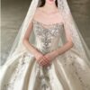 Luxury Heavy Beaded Royal Satin Ball Gown