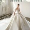Embroidered Satin Wedding Dress with Crystal Corset