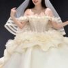 Floral Off-Shoulder Corset Ball Gown Wedding Dress
