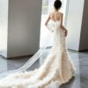 Minimalist Satin 3D Floral Fit-and-Flare Bridal Gown