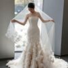 Minimalist Satin 3D Floral Fit-and-Flare Bridal Gown