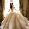 Strapless Corset Tiered Tulle Ball Gown Wedding Dress