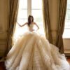 Strapless Corset Tiered Tulle Ball Gown Wedding Dress