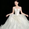 Cascading Wave Tulle Ball Gown with 3D Florals