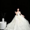 Cascading Wave Tulle Ball Gown with 3D Florals