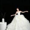 Cascading Wave Tulle Ball Gown with 3D Florals
