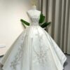 Strapless Crystal Beaded Satin Wedding Dress