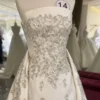 Luxury Strapless Beaded Satin A-Line Wedding Dress with Embroidered Train