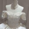 Vintage-Chic Off-the-Shoulder Satin Wedding Dress