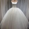 Elegant Strapless Satin Wedding Dress with Sparkly Tulle Ball Gown Skirt