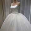 Elegant Strapless Satin Wedding Dress with Sparkly Tulle Ball Gown Skirt