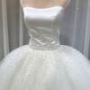 Elegant Strapless Satin Wedding Dress with Sparkly Tulle Ball Gown Skirt