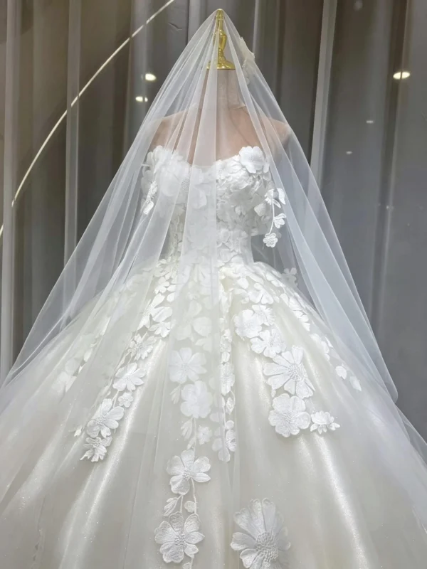 Luxury 3D Floral Appliqué Wedding Dress