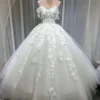 Luxury 3D Floral Appliqué Wedding Dress