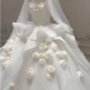 3D Floral Ball Gown Wedding Dress - Satin and Tulle Bridal Gown with Roses