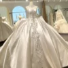 Sweetheart Neck Beaded Satin Ballgown Wedding Dress