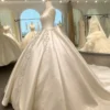 Sweetheart Neck Beaded Satin Ballgown Wedding Dress