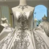 Sweetheart Neck Beaded Satin Ballgown Wedding Dress