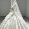 Off Shoulder Heavy Beading Satin Ball Wedding Dress