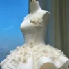 Strapless 3D Floral Ruffled Ballgown Wedding Dress