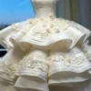 Strapless 3D Floral Ruffled Ballgown Wedding Dress