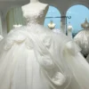 Strapless Tulle Bridal Gown with Cascading 3D Flowers