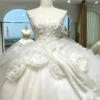 Strapless Tulle Bridal Gown with Cascading 3D Flowers
